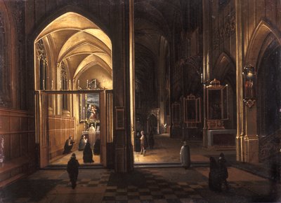 Egy gótikus templom belseje (olaj, réz) alkotó: Hendrik the Younger Steenwyck