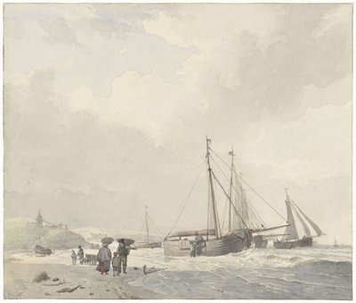 Kilátás a scheveningeni strandra alkotó: Hendrikus van de Sande Bakhuyzen