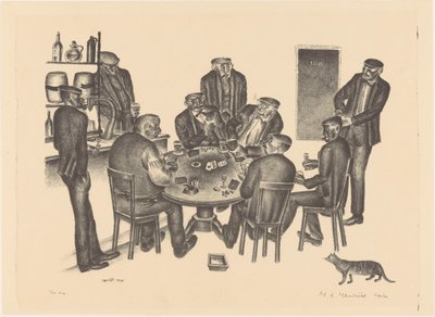 Kártyázó férfiak egy bárban alkotó: Henk Henriët (signed by artist)
