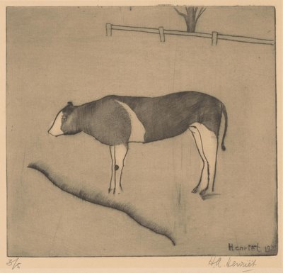 Tehén állt a bank mellett alkotó: Henk Henriët (signed by artist)