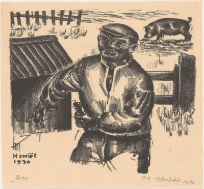 Gazda egy istállóban alkotó: Henk Henriët