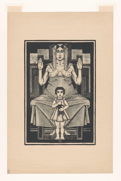 Szimbolikus ábrázolás: anyaság alkotó: Henk Schilling (signed by artist)