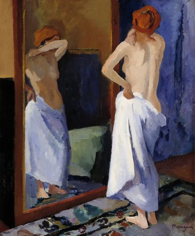 XX. századi akt a tükörben (olaj, vászon) alkotó: Henri Charles Manguin