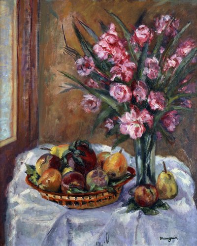 Oleander és gyümölcs; Oleanderek és gyümölcsök alkotó: Henri Charles Manguin