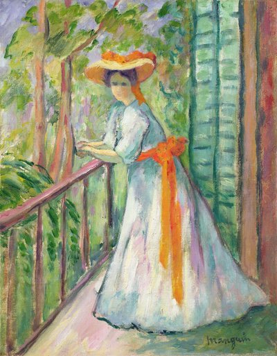 Nő az erkélyen, vagy Jeanne narancssárga szalaggal alkotó: Henri Charles Manguin
