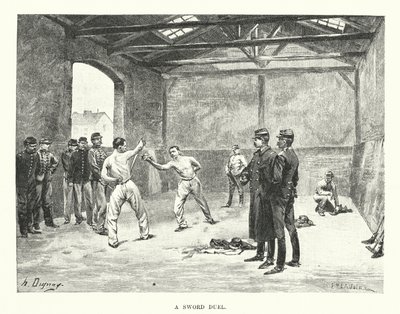 Kardpárbaj (metszet) alkotó: Henri-Louis Dupray