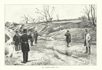 A Gambetta Fourtou-párbaj (metszet) alkotó: Henri-Louis Dupray