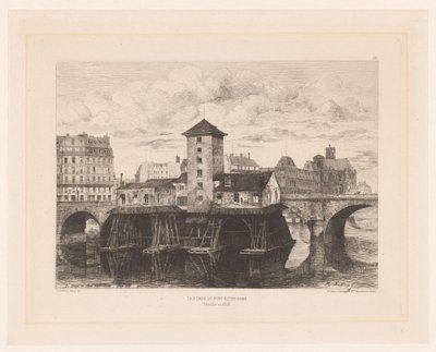 Gezicht op de Pont Notre-Dame A Pont Notre Dame szivattyú (cím az objektumon) L