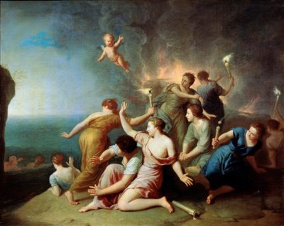 "Nimphs Burning the Ship of Telemachus", 1746 alkotó: Henri Antoine de Favannes