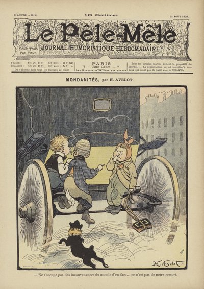 Mondanites. Illusztráció: Le Pele-Mele, 1902 alkotó: Henri Avelot