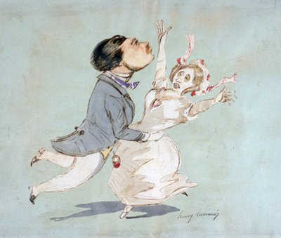 A pár". Henri Monnier (1805-1877) francia karikaturista akvarellje. alkotó: Henri Bonaventure Monnier