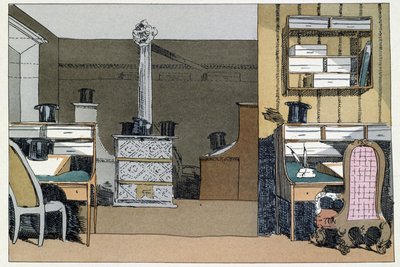 Két óra: séta a minisztérium belsejében, kalapok helyettesítik a hiányzót – Henri Monnier „Adminisztratív szokásaiban” alkotó: Henri Bonaventure Monnier