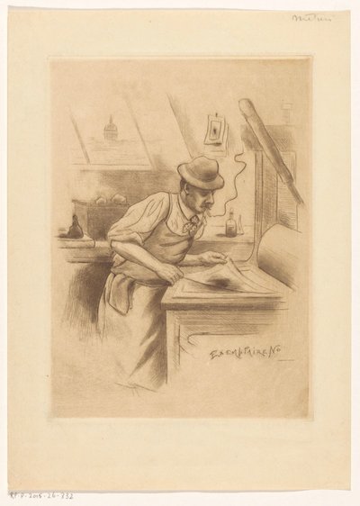 Nyomtató a stúdiójában alkotó: Henri Boutet (possibly)