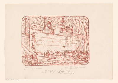 Haven te Antwerpen (eredeti cím a tárgyon) alkotó: Henri Braakensiek (signed by artist)