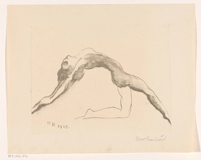 Meztelen nő ugrás hátra alkotó: Henri Braakensiek (signed by artist)