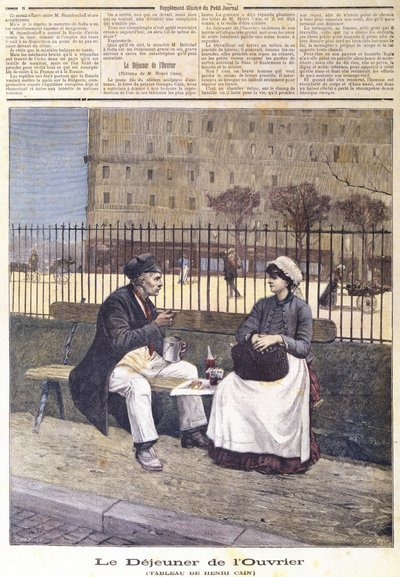 The Workers Lunch, a Le Petit Journalból, 1891 alkotó: Henri Cain