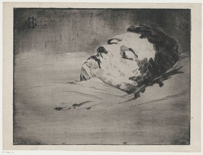 Egy ismeretlen férfi portréja a halálos ágyán alkotó: Henri Charles Guérard (signed by artist)