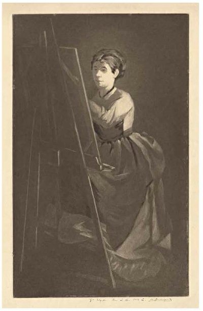 A festőállványnál – Jeanne Gonzalès művész portréja alkotó: Henri Charles Guérard
