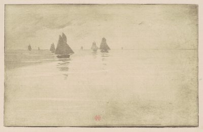 Hajók a reggeli ködben alkotó: Henri Charles Guérard