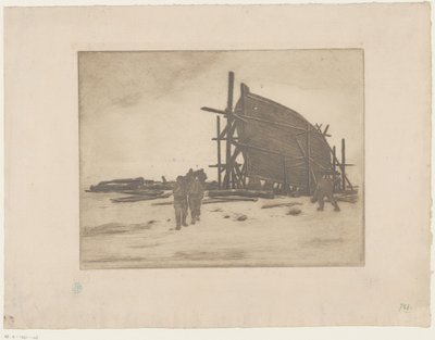 Hajó építés alatt alkotó: Henri Charles Guérard
