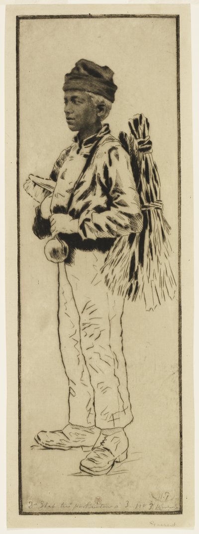 Le ramoneur (A kéményseprő), 1890 körül (rézkarc és szárazhús) alkotó: Henri Charles Guérard