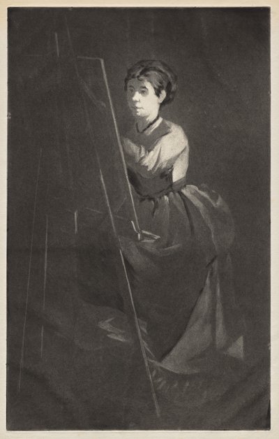 Fiatal nő a festőállványon alkotó: Henri Charles Guérard