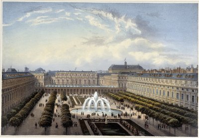 Jardin du Palais-Royal, 1820 körül a Courvoisier 1827-es „"Nézetek Párizsról" című művében alkotó: Henri Courvoisier-Voisin