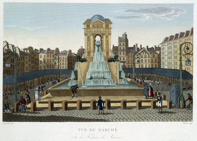 Az ártatlanok szökőkútja, 1820 körül – Courvoisier 1827 „"Párizsi kilátásai" című filmben alkotó: Henri Courvoisier-Voisin