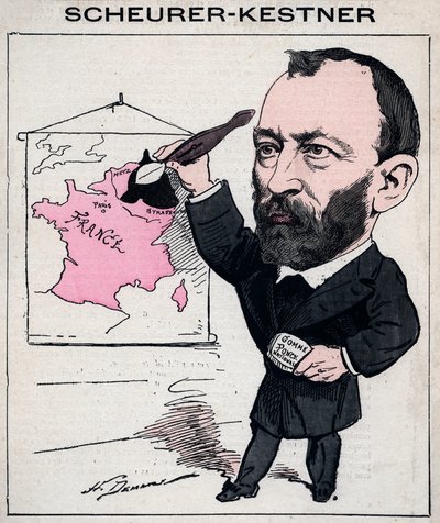 Auguste Scherer-Kestner (Scheurer Kestner) (1833-1899) vegyész, iparos és elzászi politikus portréja – Henri Demare karikatúrája a „Les Hommes d