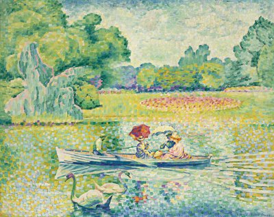 Csónakázás a Bois de Boulogne-ban; Hajókirándulás a Bois de Boulogne-ban, 1899-1900 körül alkotó: Henri Edmond Cross