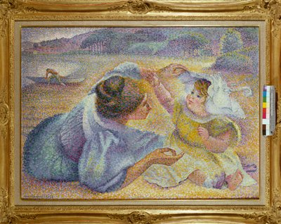 Anya játszik a gyermekével, 1897 körül alkotó: Henri Edmond Cross