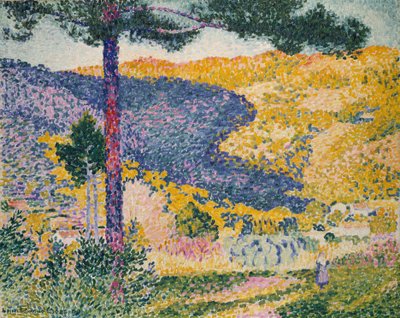 Völgy fenyőárnyékkal a hegyen, 1909. alkotó: Henri Edmond Cross