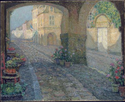 Vásároljon a régi verandán; A régi tornác boltja alkotó: Henri Eugene Augustin Le Sidaner