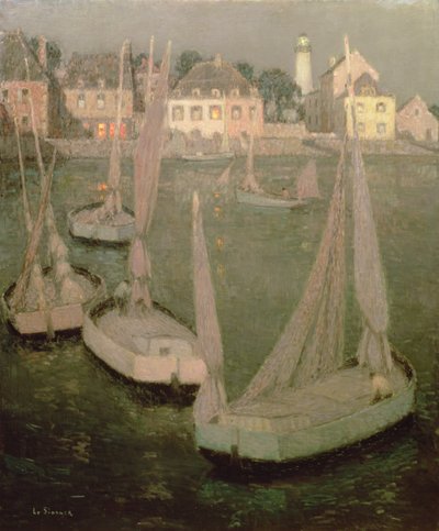 Brittany Port a Moonlighttól alkotó: Henri Eugene Augustin Le Sidaner