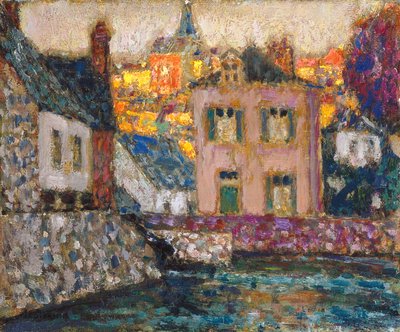 Tanulmány a Fougères-i folyóparti házakhoz alkotó: Henri Eugene Augustin Le Sidaner
