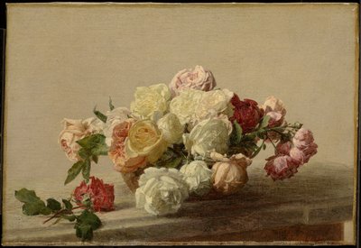 Rózsákkal teli tál márványasztalon alkotó: Henri Fantin-Latour