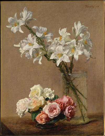 Rózsák és liliomok alkotó: Henri Fantin-Latour