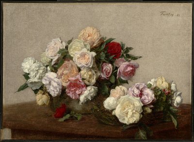 Rózsák egy tálban és egy tányéron alkotó: Henri Fantin-Latour