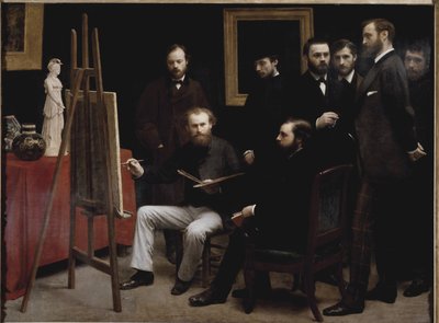 Műhely a Batignolles-ban (több művészportréval) (olaj, vászon alkotó: Ignace Henri Jean Fantin Latour