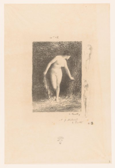 Diana ontkleedt zich om te baden Diana Gedichten van André Chénier (sorozat címe) Illusztrációk André Chénier verseihez (sorozat címe) alkotó: Ignace Henri Jean Fantin Latour