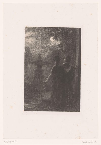 Héro és Ursule egy szökőkútnál a holdfényben Béatrice és Benedict. I. felvonás Noktürn Hector Berlioz élete és művei (sorozat címe) alkotó: Ignace Henri Jean Fantin Latour