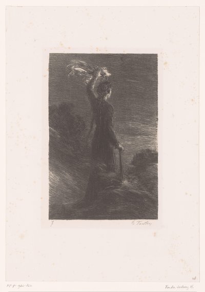 Isolde megadja Trisztánnak a megállapodott jelet Tristan és Iseult. törvény II. Jeltánc este Richard Wagner élete és művei (sorozat címe) alkotó: Ignace Henri Jean Fantin Latour