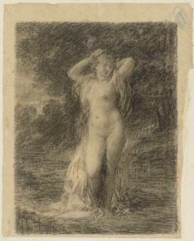 Meztelen nő álló erdei táj vízzel alkotó: Ignace Henri Jean Fantin Latour