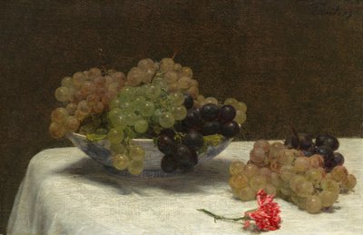 Csendélet szőlővel és szegfűvel, c. 1880. alkotó: Ignace Henri Jean Fantin Latour