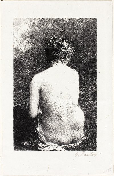 Tanulmány ülő nőről, hátulról nézve alkotó: Ignace Henri Jean Fantin Latour