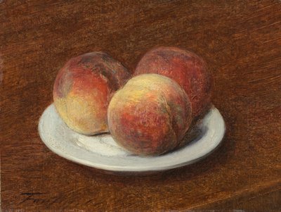 Három őszibarack egy tányéron alkotó: Ignace Henri Jean Fantin Latour