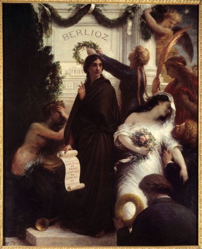 Tisztelet Berlioz előtt. Hector Berlioz francia zeneszerző (1803-1869). Henri Fantin-Latour festménye (Fantin Latour alkotó: Ignace Henri Jean Fantin Latour