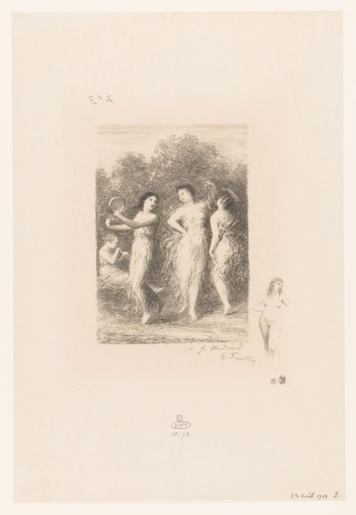 Négy fiatal nő táncol és zenél Le jeune malade André Chénier versei (sorozat címe) Illustrations pour les Poésies d