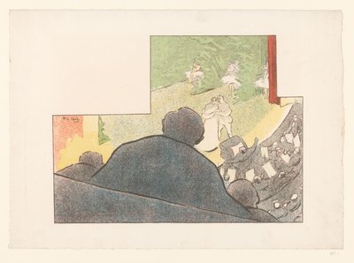 Az ember a páholyból nézi a színházi előadást A Théâtre Libre előadásai (sorozat címe) Les Programs du Théâtre Libre (sorozat címe) alkotó: Henri Gabriel Ibels
