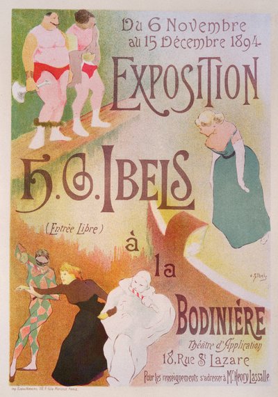 H. G. Ibels kiállítását hirdető plakát reprodukciója a Bodinierében, Rue St Lazare-ban, Párizs, 1894 (lásd: 126852) alkotó: Henri Gabriel Ibels